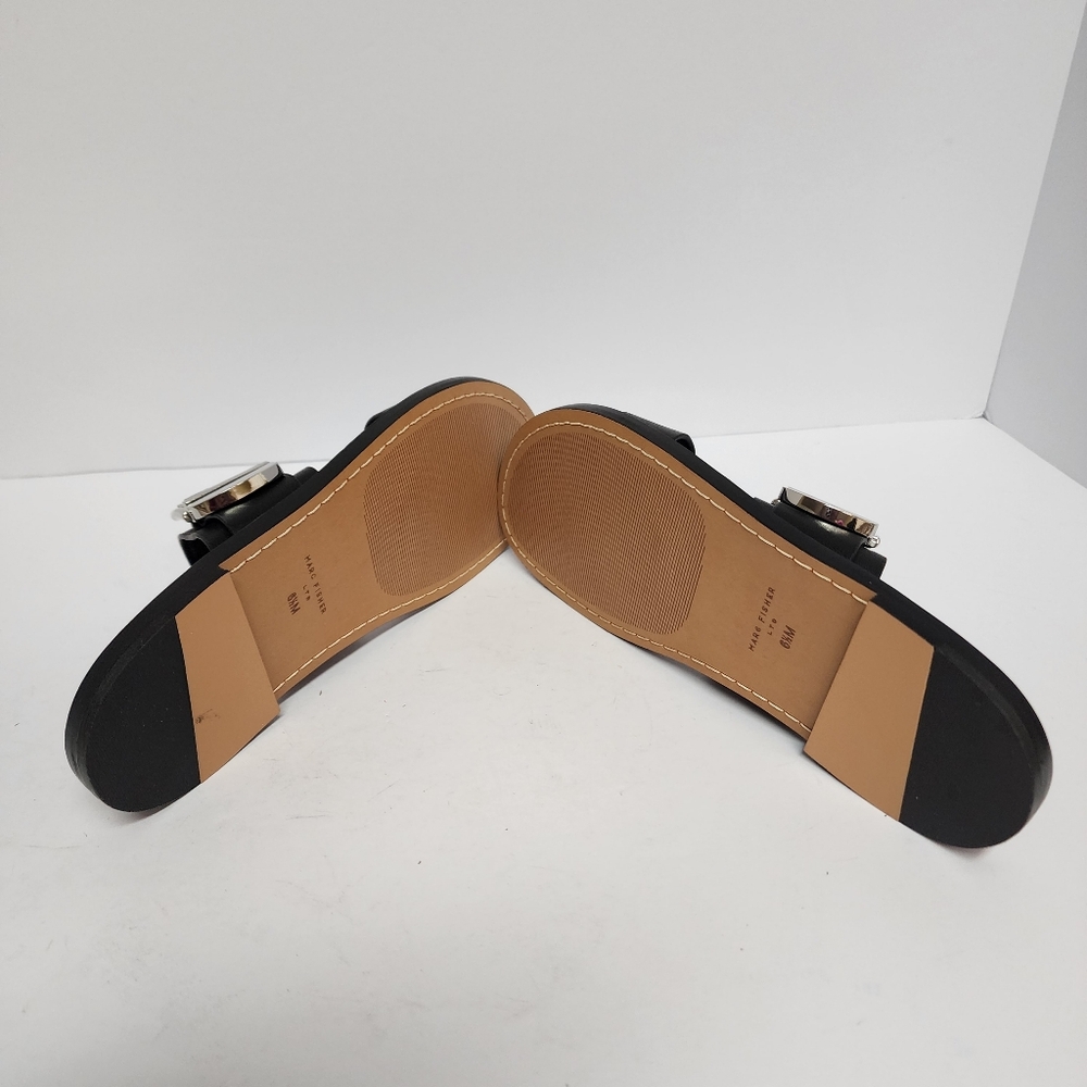 Marc Fisher Black Leather Double-Strap Women's Buckle Sandals Sz 6.5 - Picture 5 of 10